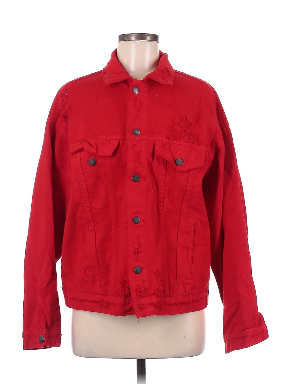 Carmer 100% cotton red jean jacket size M.